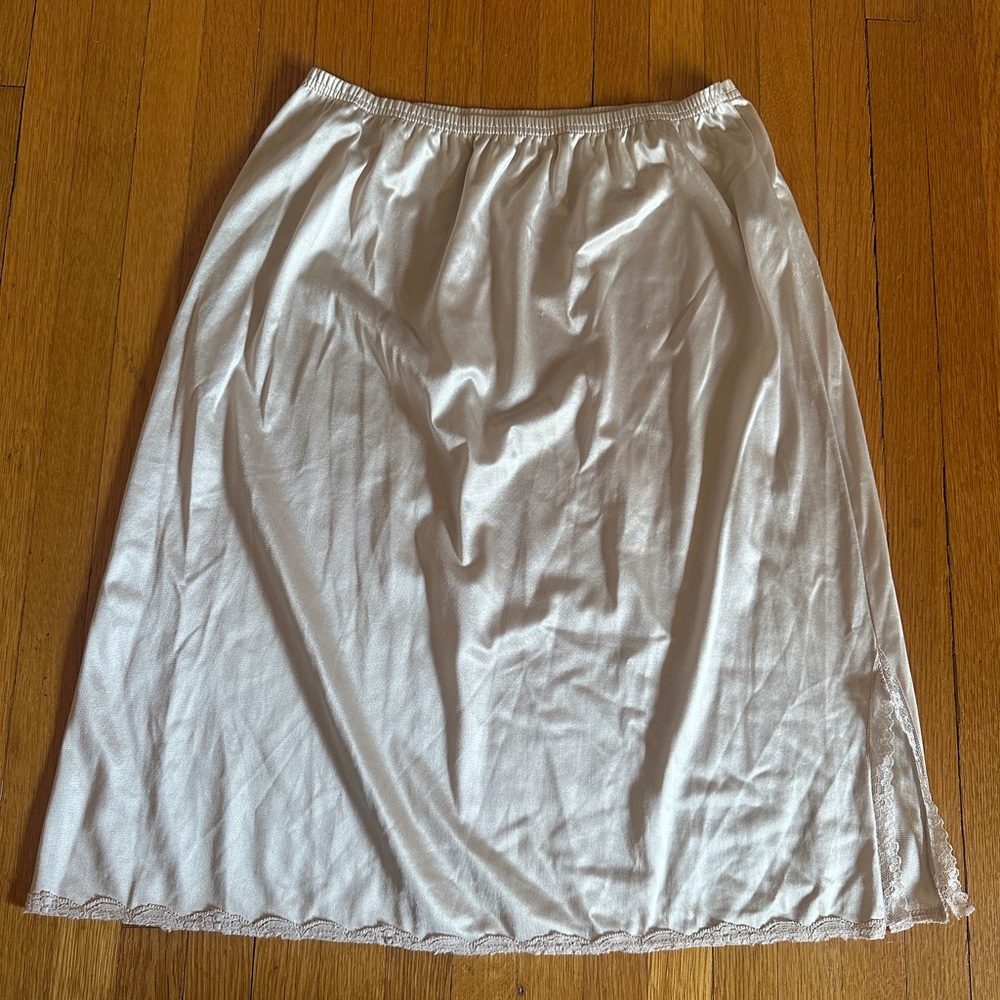 Vintage Antron III Taupe Half Slip with Side Slit, Size S